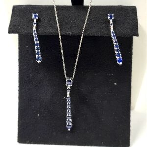 Watch Video / 10K Gold Sapphire and Diamond Necklace and Earrings